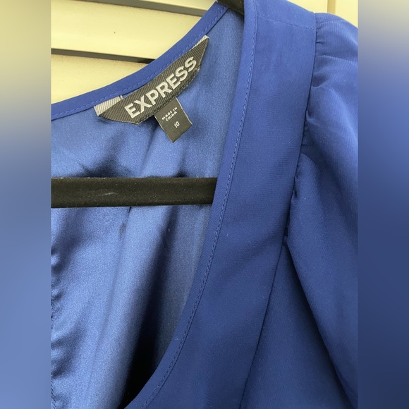 Express Blue Dress with Black Tie - Picture 3 of 3